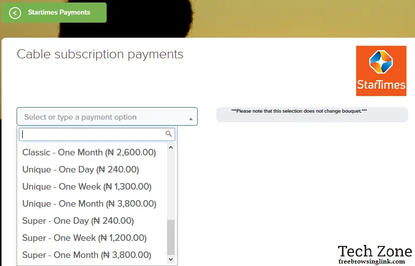 Startimes subscription payment