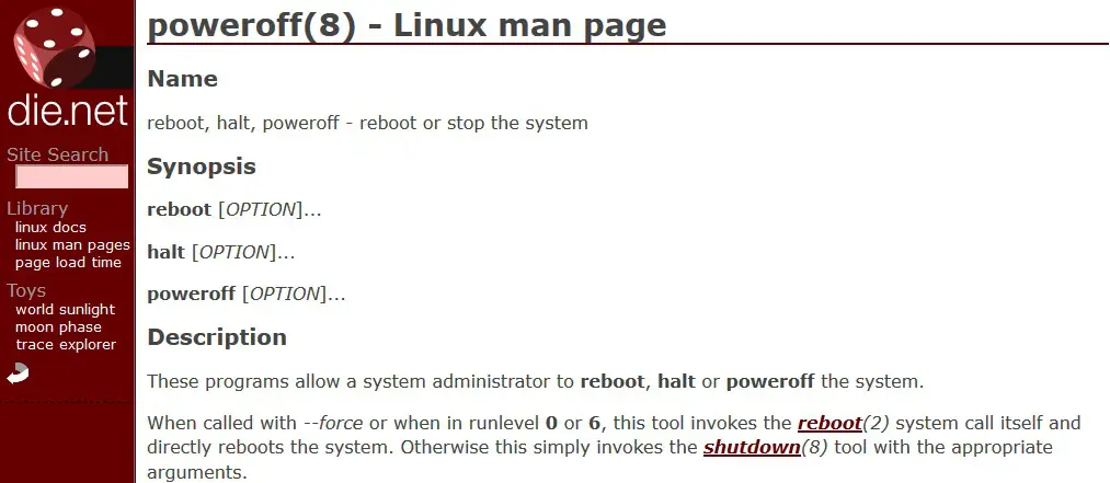 linux poweroff