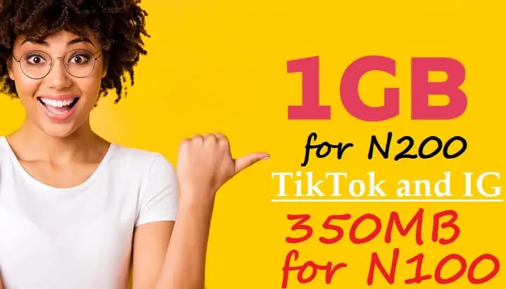 MTN TikTok and Instagram 1GB for N200 and 350MB for N100