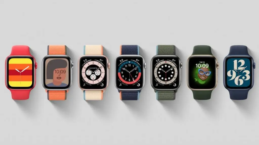 Apple Watch Series 6 with seven watch faces